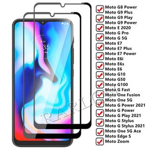 Protecteur d'écran en verre trempé 9H pour iPhone 12 Pro MAX Moto G9 Play G8 Power E E7 Plus G10 G30 G50 G100 Motorola G Stylus 2021 One 5G Ace Edge S Action LG Stylo 7