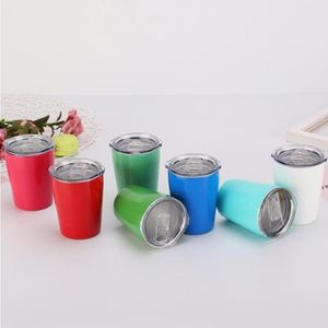 Vaso para niños de 9 oz, taza para sorber de acero inoxidable para niños, taza para beber con aislamiento al vacío para niños, mini tazas de leche con tapa y pajita Kvqge