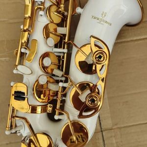 Saxophone Alto blanc A-992, Instruments musicaux de haute qualité en laque dorée avec embout, accessoires, livraison gratuite