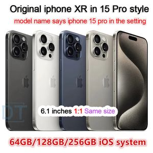 A+Excelente estado, iPhone XR original desbloqueado encubierto para iPhone 15 Pro, teléfono móvil con apariencia de cámara 15 Pro, 3G RAM, 64 GB, 128 GB, 256 GB ROM, teléfono móvil