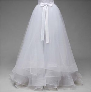 Une ligne robes De mariée surjupe détachable Train Tulle Organza Satin ceinture nœud taille libre Vestido De Novia