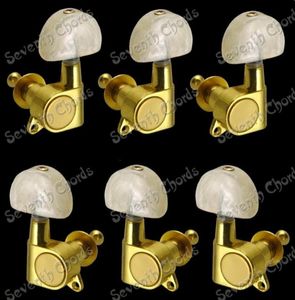 Un 3R3L 3R3L Gold Guitar Tuning Pegs Tuners Machine Heads para guitarra eléctrica acústica Pearl White Big Semicircle 52721975