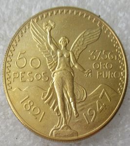 Un ensemble de 19211947 10pcs Craft Mexico 50 Peso Gold Plated Cople Coin Decoration Accessoires 6886811