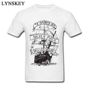 Une mer lisse n'a jamais fait un marin qualifié nouveau T-shirt Design pour hommes couverture en coton t-shirts Style rétro imprimé navire G1222