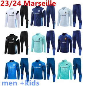 Marsella trascksuit HOMBRES Y NIÑOS set 2023 2024 Fútbol Fútbol Marsella Traje de entrenamiento 2023 24 OM Marsella Survetement Maillot Foot Chandal