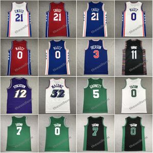 Hommes Joel Embiid Allen Iverson Tyrese Maxey Kyrie Irving John Stockton Karl Malone Jayson Tatum Jaylen Brown Kevin Garnett Basketball Jerseys SIZE S-2XL