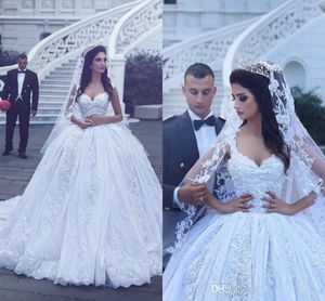 Nouveau Said Mhamad dentelle robe de bal robes de mariée chérie appliques dos nu moyen-orient arabe robes de mariée avec train de balayage