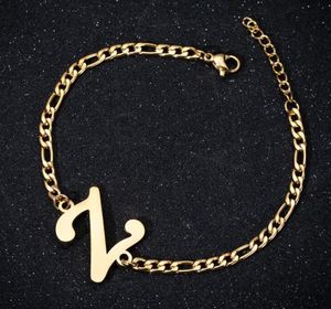A-Z 26 Alphabet Pendentif En Acier Inoxydable Lien Bracelets En Métal Anglais Lettres Couple Bracelet pour Hommes Femmes En Gros