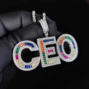 A-Z nombre personalizado letras colgantes collares Bling colorido mayúscula T Zircon hombres mujeres regalo