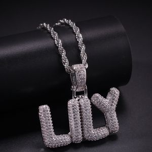 A-Z personnalisé petites lettres colliers pendentif à breloque pour hommes femmes or argent couleur cubique zircone Hip Hop bijoux en gros