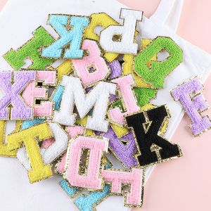 A-Z Felting Sticker Large Pink Towel English letter Patches for Clothes Embroidery Appliques Clothing name Diy Craft Accessories
