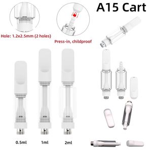 Cartouches de vape à bobine en céramique A15 - MOQ 400 pièces, 0,5 ml/1,0 ml/2,0 ml, chariots à huile épais, réservoir en verre jetable, emballage de chariot de stylo vaporisateur facile à utiliser, chariot vide, pointe en céramique cadeau