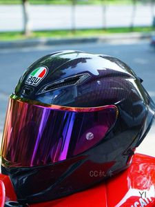 AA Designer Casque intégral visage ouvert moto CC Locomotive Agv Chameleon Pista Gp Rr Iridium Illusion couleur changeante fibre de carbone Locomotive de course YI RN