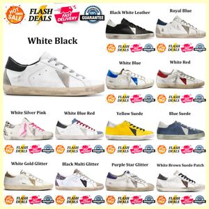 2024 Zapatos de diseño de calidad Golden Women Super Star Men Nuevo lanzamiento Italia Sneakers Sequin Classic White Do Old Dirty Casual Shoe