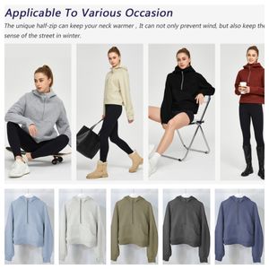 Top Venta caliente Diseñador de la marca Sudaderas con capucha para mujer Sudaderas con capucha con media cremallera Sudadera con capucha con forro polar Cuello con cremallera Sudaderas con capucha recortadas Tops de manga larga