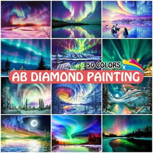 AB Diamond Painting 50 Colors 5D DIY AURORA BRODERIE FOLLAGE DROOD PLANDSCAPE CROSSPE STTICT Kit manuel décor de maison Crafts 240407