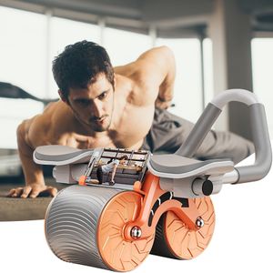 Ab Rollers Ab Rollers Abdominal Muscle Wheel Belly Contracting Automatic Rebound Fitness Equipment Ergonomic Handle Gym Slimming Bodybuild 230613