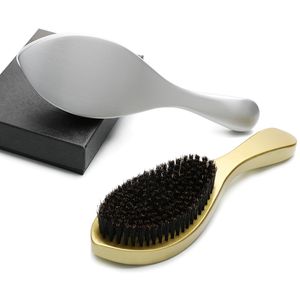 Cerdas de jabalí Abeis para hombres, mango largo, bigote, peine de afeitar, masaje Facial, cepillo para el cabello, 360 ondas