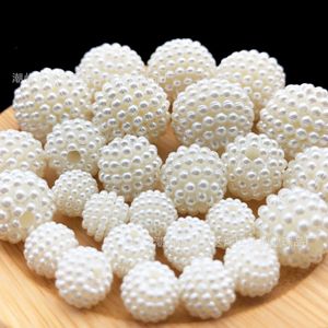 ABS Imitation Pearl Waxberry Ball round Straight Hole Scattered Beads Assembly Waxberry Necklace Hair Accessories Floral Ball Beige Acrylic DIY