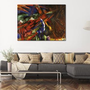 Toile abstraite Art animaux destins les arbres montrent Franz Marc peinture à l'huile artisanale décor moderne pour Studio appartement