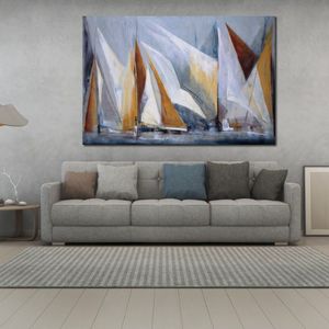 Lienzo abstracto arte Ocean Regatta pintura hecha a mano decoración moderna para baño