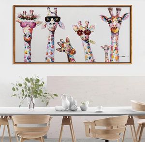 Pintura en lienzo de Arte de la pared Decoración de jirafas de dibujos animados bonitos abstractos, lienzo impreso, imágenes artísticas para dormitorio de niños, decoración del hogar 6091555