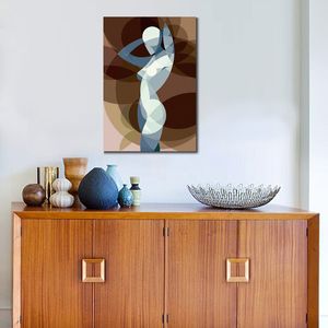 Lienzo figurativo abstracto arte mujer desnuda círculo pintura pintada a mano decoración de pared moderna