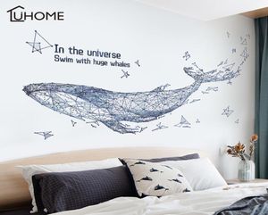 Résumé Géométrique Whale 3d Starry Sky Big Fish Sticker Wall Autocollants Autocollants Salle Saut-autocollant Home Decor Art Y2001032024641