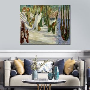 Arte de lienzo de paisaje abstracto (Invierno Ekely) Edvard Munch Pintura al óleo de arte moderno hecho a mano