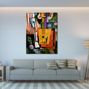 Pintura al óleo de paisaje abstracto sobre lienzo La vida de los instrumentos Souza Cardoso Obra de arte Decoración de pared contemporánea