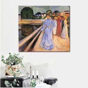 Paisaje abstracto pintura mujeres en el puente Edvard Munch lienzo arte hecho a mano arte impresionista