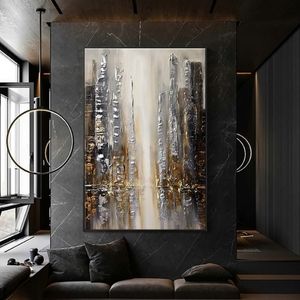 Pintura al óleo abstracta hecha a mano vista de caída marrón arte de pared moderno para el hogar Cuadros pinturas en lienzo decoración de salón grande Unframed292B