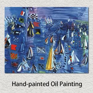 Pinturas al óleo abstractas Barcos Raoul Dufy Reproducción de lienzo Regata en Cowes Cuadro pintado a mano de alta calidad para decoración de casa nueva 301w