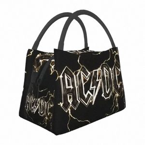 AC DC Rock Roll Band Bolsos de almuerzo aislados para la oficina escolar Música de heavy metal fresco portátil Termal Bento Box Women J6K6#