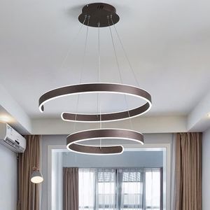Lámpara colgante moderna de AC90-264V o sala de estar, comedor, anillos circulares geométricos, cuerpo de aluminio acrílico, iluminación LED, luz de techo