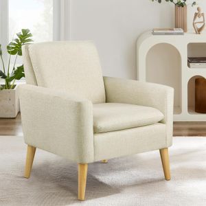 Juego de 2 sillas decorativas tapizadas en tela, cómodas sillas modernas de mediados de siglo para sala de estar, dormitorio, muebles de dormitorio, asiento acolchado para el hogar, sofá con patas de madera, color gris