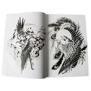 Accessoires 68 pages A4 Livre de tatouage Manuscrit Design Animal Dragon Aigle Tigre Calmar Diamant Sac Bras Spray Bon augure Motif traditionnel