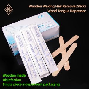 accesorios Depresor de lengua de madera desechable Suministros para tatuajes Cuidado de la piel Depilación con cera Palos de madera Kit de artículos de tocador Espátula Agitador 100PCS