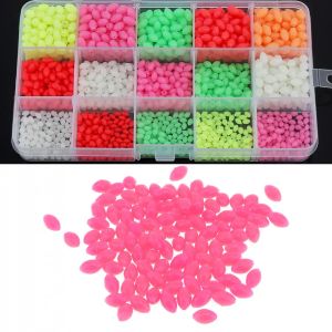 Accessoires 1500pcs Perles de pêche lumineuses ovales colorées 3 x 4 mm 4 x 6 mm 5 x 8 mm 3 tailles Mix Miltud Sea Fishing Lure Float avec boîte