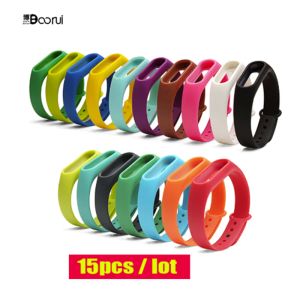 Accessoires 15pcs / lot boorui en gros miband 2 bracelet correa bracelet de poignet pour xiaomi mi2 smart band pulservable remplacement pour mi2