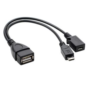 Accessoires 20cm 2 en 1 micro USB Host Power Y Splitter USB 2.0 Adaptateur de borne de port OTG Câble OTG pour Fire TV 3 ou 2nd Gen Fire Stick