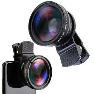 ACCESSOIRES 2IN1 FISEYE Téléphone Lens 0.45x grand angle Zoom Fish Eye Macro Lenses Kits de caméra avec objectif à clip sur le téléphone pour le smartphone