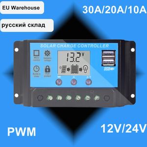 Accessoires 30A / 20A / 10A 12V 24V Contrôleur de charge solaire Auto Contrôleurs PWM CONTRÔLERS LCD DUAL USB 5V SORTIE SOLAIRE PANTEL PV