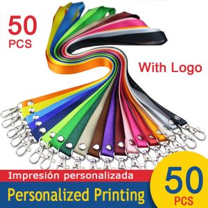 Accessoires 50 PCS / Lot Lot personnalisé Lanyard pour clés Logo Custom Design Badge Holder Staff Cartes 1 Couleur Personnalise Printing Landyard