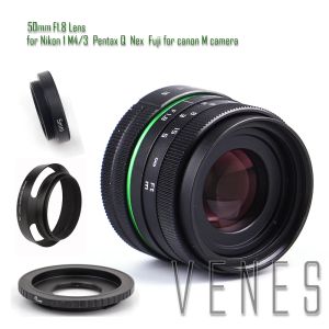Accesorios 50 mm f /1.8 APSC Lente + Campana de lente + Anillo Ro + 16 mm C Adaptador de montaje para Nikon 1 /M4 /3 /Pentax Q /Nex /Fuji /para la cámara Canonm
