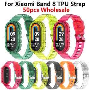 Accessoires 50pcs vente en gros bracelet en silicone TPU pour Xiaomi Mi Band 8 bracelet de remplacement de sangle transparente pour Mi Band 8 Bracelet intelligent