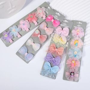 Accessoires 5pcSet Baby Girl Bowknot Coils Clips Shiny Princess Hairpin Newborn Headwear Migne Kids Kids Hair Accessories Gift Wholesale