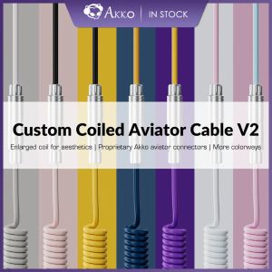 ACCESSOIRES AKKO Câble aviateur enroulé V2 Câble de bobine de ressort USB rétractable USB avec connecteur Aviator en alliage zinc pour les claviers mécaniques