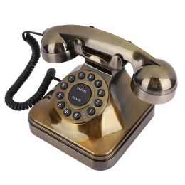 Accesorios Teléfono de bronce antiguo Vintage retro Teléfono de teléfono fijo de escritorio Caller Home Office Hotel Teléfono antiguo Telefono