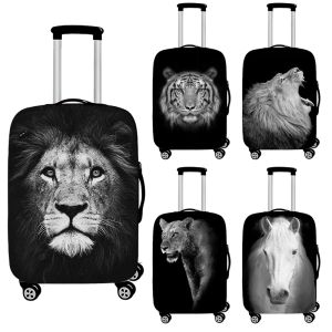 Accessoires Animaux blancs noirs Couvercle de bagages Lions Tigers Horses Horses Match 1832 pouces Couvertures de couverture de boîtier de voyage de voyage élastique haute élastique